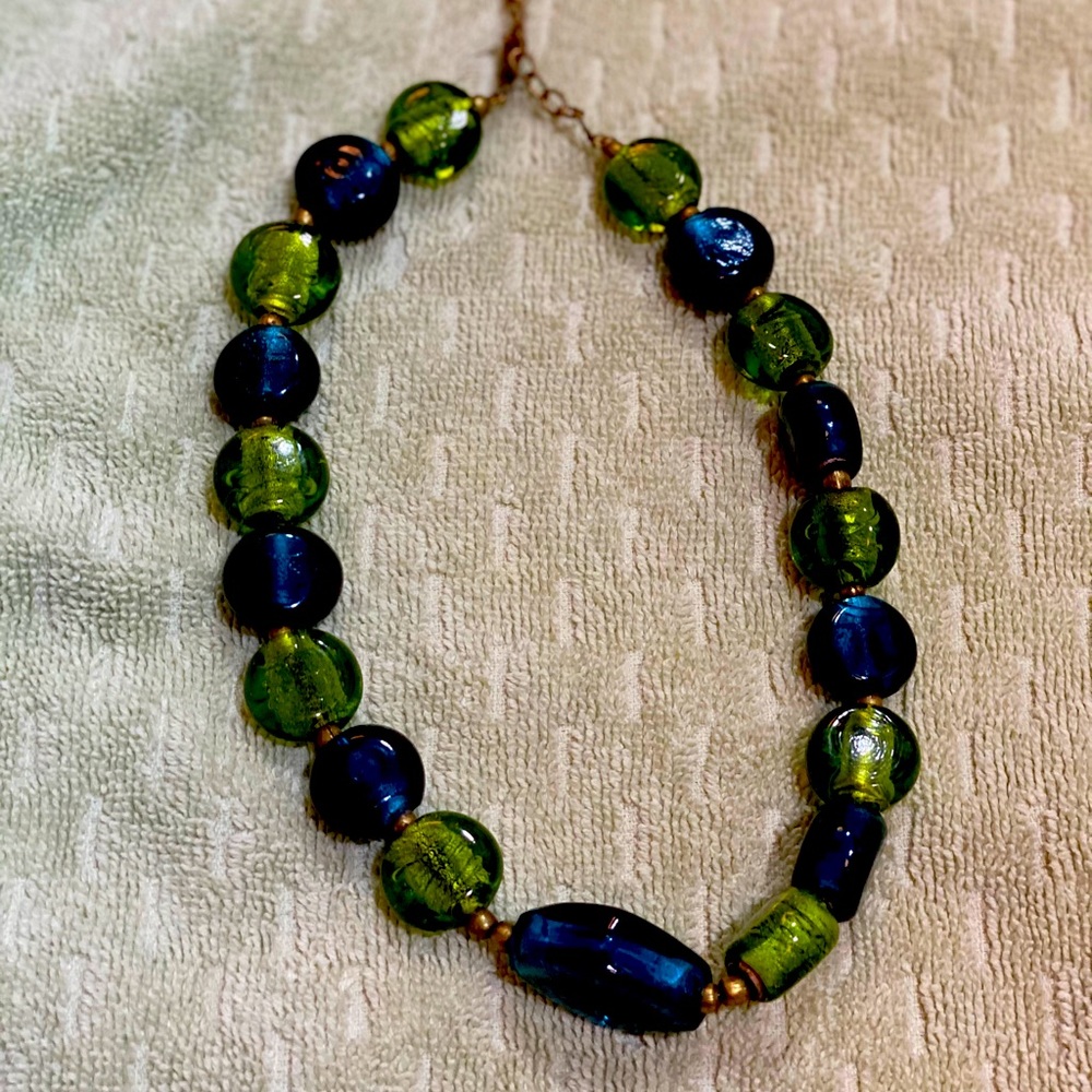 Blue & green glass-bead necklace